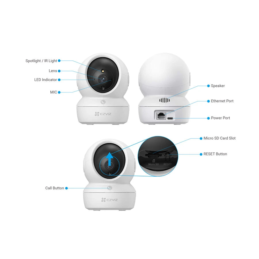 EZVIZ H6c Pro 2K (4mm) (3.0MP) Wi-Fi Dome IP Camera #CS-H6c-R105-1L3WF