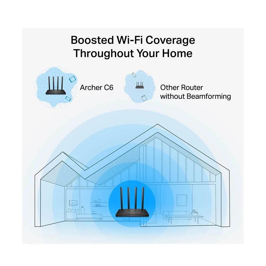 TP-Link Archer C6 V6.0 AC1200 Mbps Gigabit Dual-Band Wi-Fi 5 Router